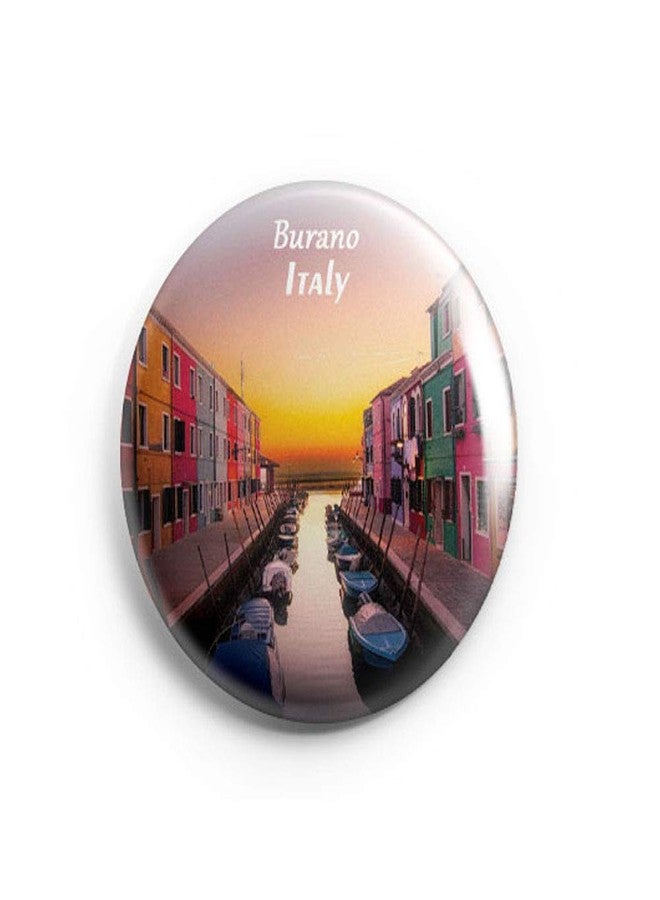 AVI 58mm Regular Size Pin Badge Multicolor Burano Italy Travel Souvenir R8002219 Metal - Image 1